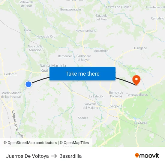 Juarros De Voltoya to Basardilla map