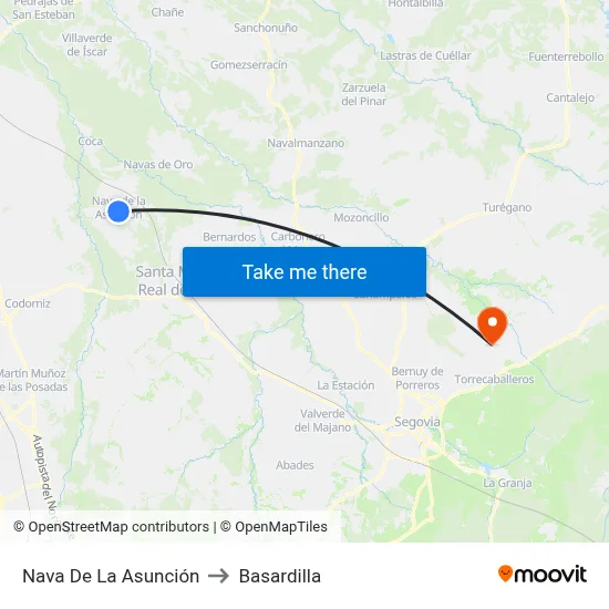 Nava De La Asunción to Basardilla map