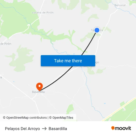 Pelayos Del Arroyo to Basardilla map