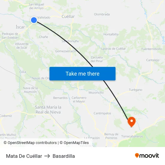 Mata De Cuéllar to Basardilla map