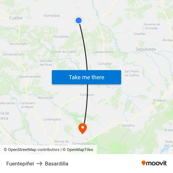 Fuentepiñel to Basardilla map