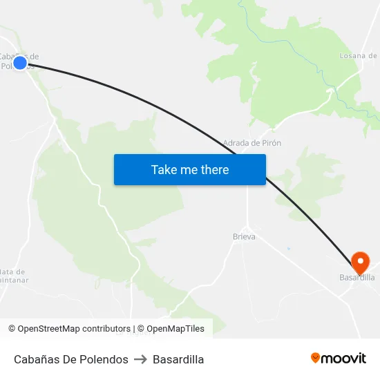 Cabañas De Polendos to Basardilla map