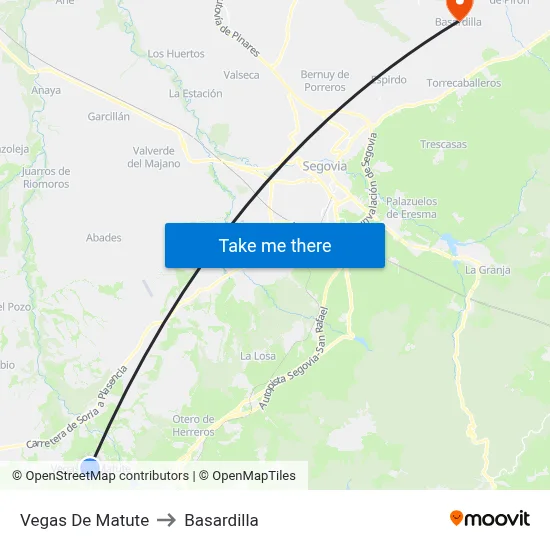 Vegas De Matute to Basardilla map