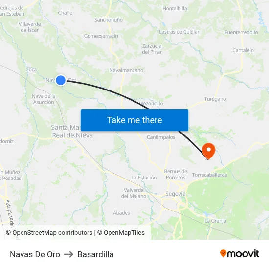 Navas De Oro to Basardilla map