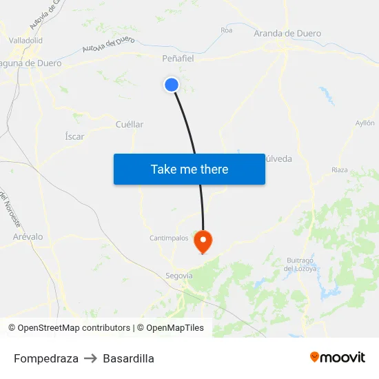 Fompedraza to Basardilla map