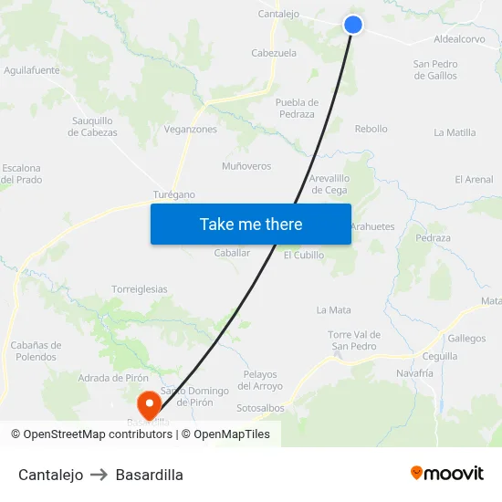 Cantalejo to Basardilla map
