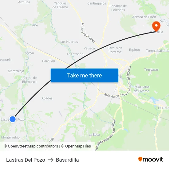 Lastras Del Pozo to Basardilla map