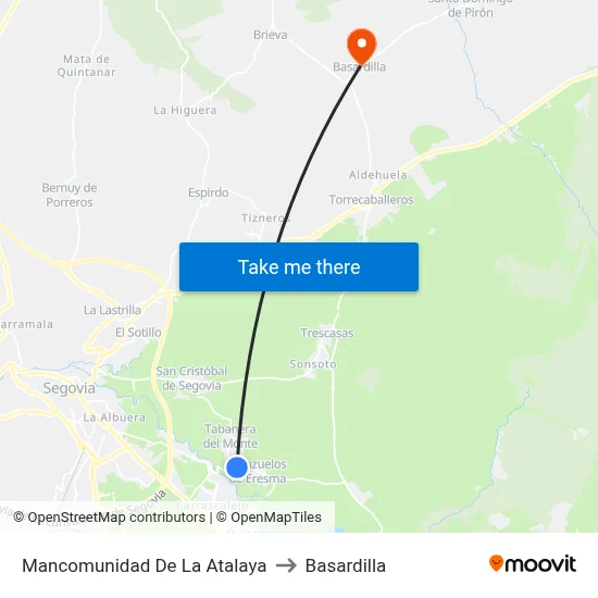 Mancomunidad De La Atalaya to Basardilla map