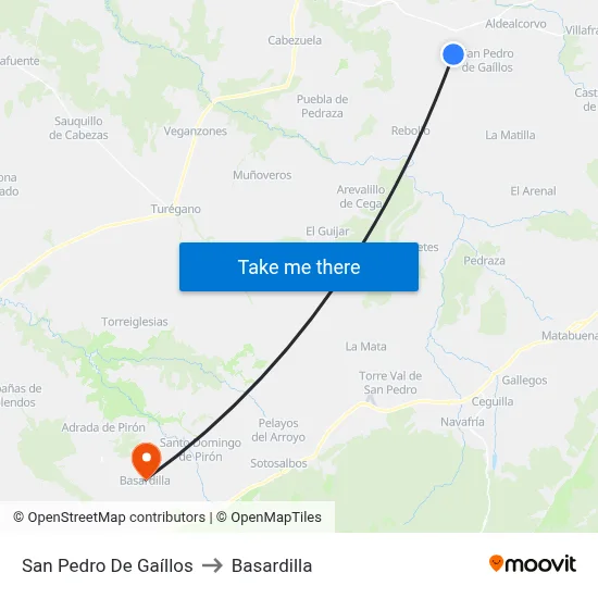 San Pedro De Gaíllos to Basardilla map