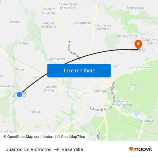 Juarros De Riomoros to Basardilla map