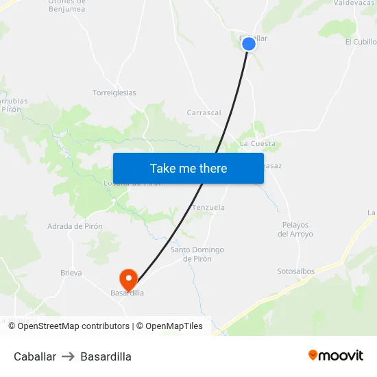Caballar to Basardilla map
