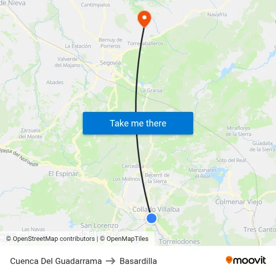 Cuenca Del Guadarrama to Basardilla map