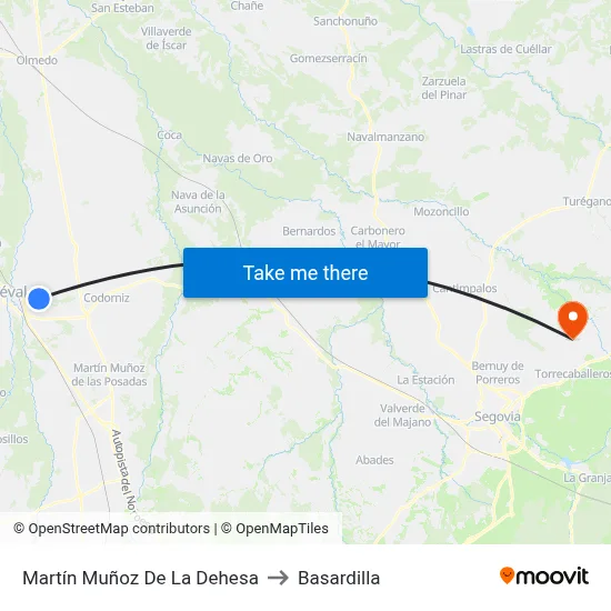 Martín Muñoz De La Dehesa to Basardilla map
