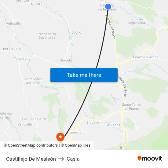 Castillejo De Mesleón to Casla map