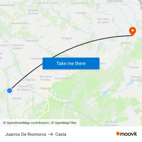 Juarros De Riomoros to Casla map