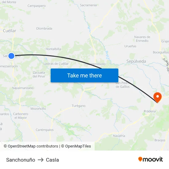 Sanchonuño to Casla map