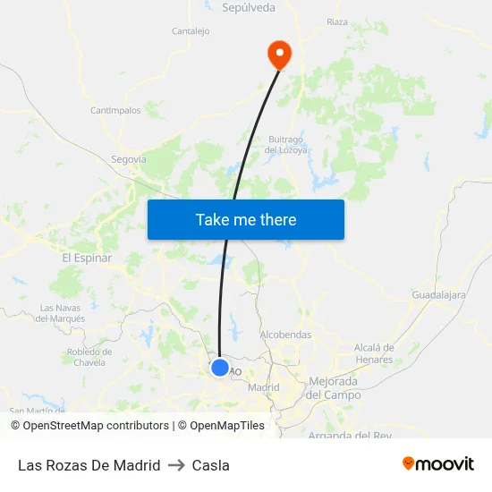 Las Rozas De Madrid to Casla map