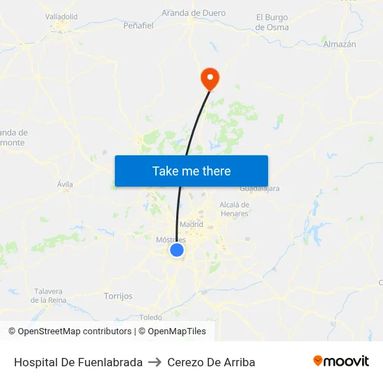 Hospital De Fuenlabrada to Cerezo De Arriba map