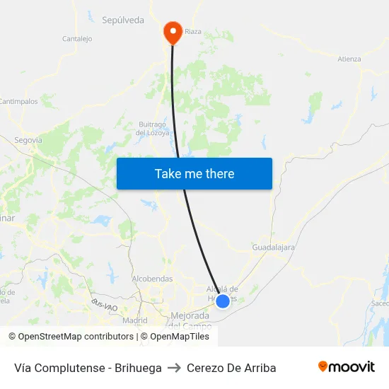 Vía Complutense - Brihuega to Cerezo De Arriba map