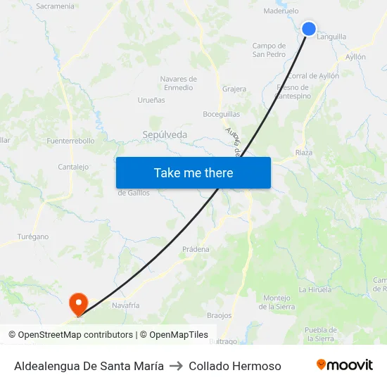Aldealengua De Santa María to Collado Hermoso map