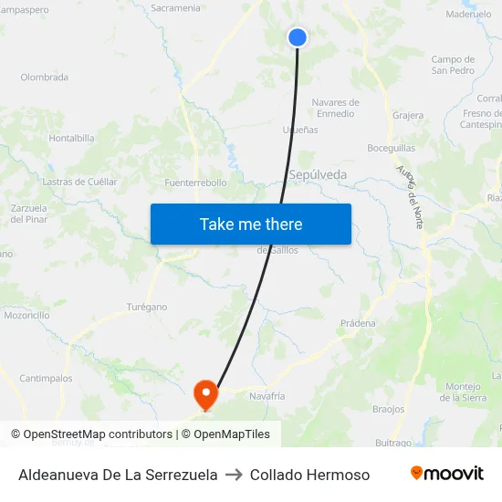 Aldeanueva De La Serrezuela to Collado Hermoso map