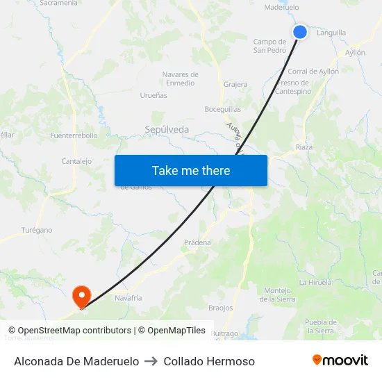 Alconada De Maderuelo to Collado Hermoso map