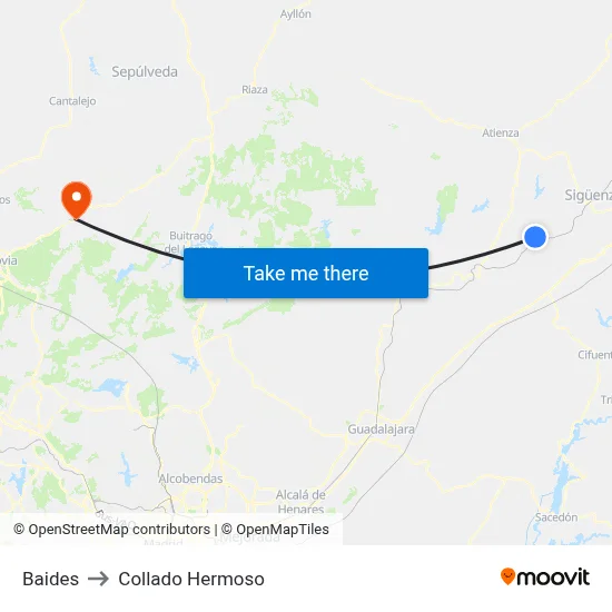 Baides to Collado Hermoso map