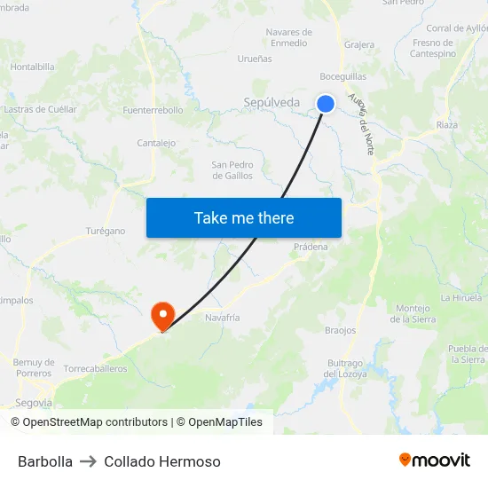 Barbolla to Collado Hermoso map