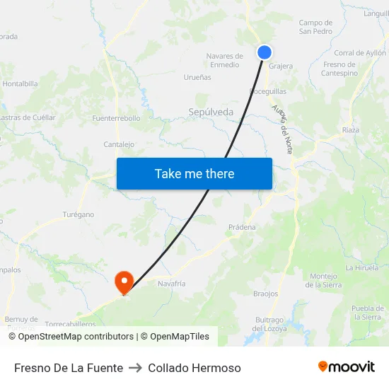 Fresno De La Fuente to Collado Hermoso map