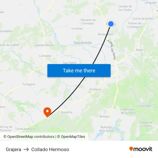Grajera to Collado Hermoso map