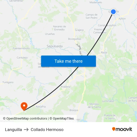 Languilla to Collado Hermoso map