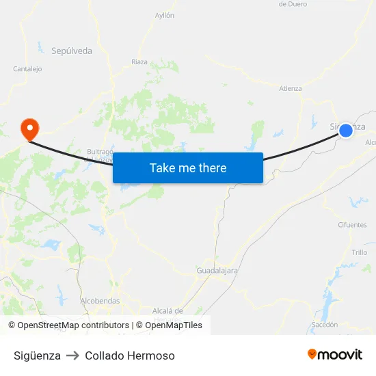 Sigüenza to Collado Hermoso map