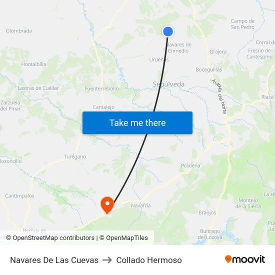 Navares De Las Cuevas to Collado Hermoso map