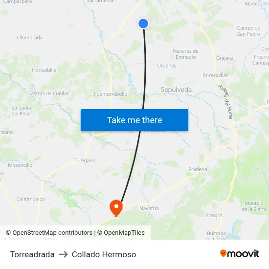Torreadrada to Collado Hermoso map