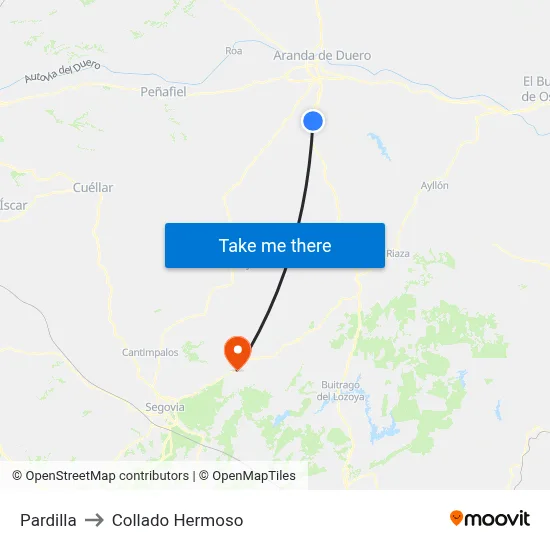 Pardilla to Collado Hermoso map