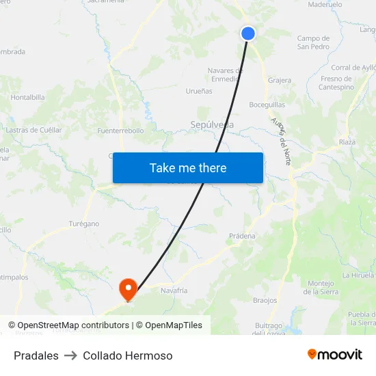 Pradales to Collado Hermoso map