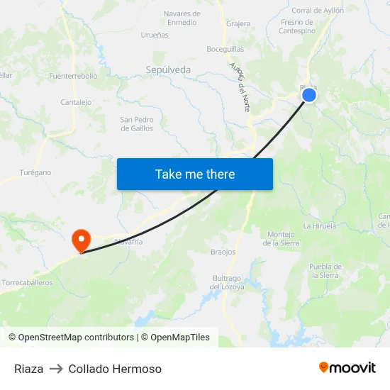 Riaza to Collado Hermoso map