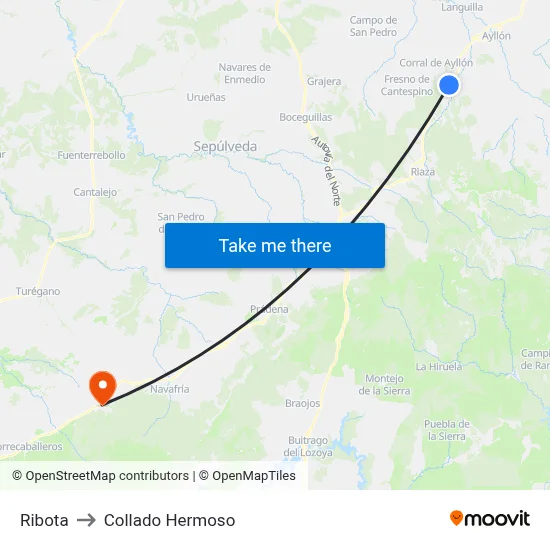 Ribota to Collado Hermoso map