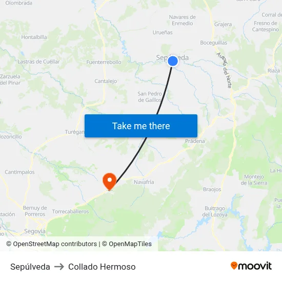 Sepúlveda to Collado Hermoso map