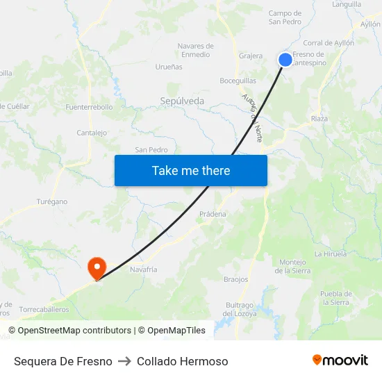 Sequera De Fresno to Collado Hermoso map