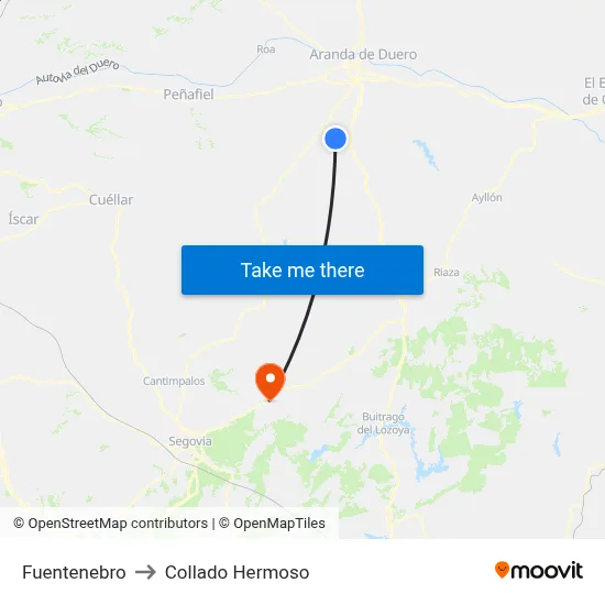 Fuentenebro to Collado Hermoso map