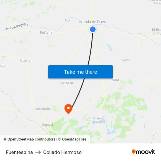 Fuentespina to Collado Hermoso map