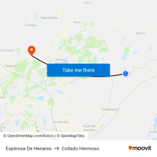 Espinosa De Henares to Collado Hermoso map
