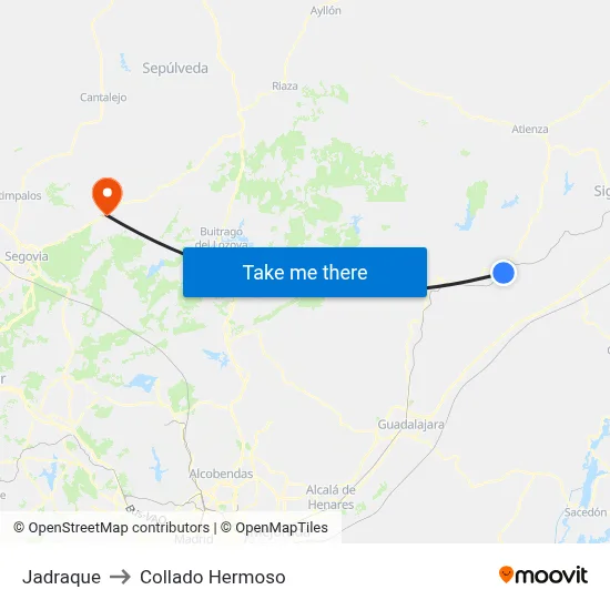 Jadraque to Collado Hermoso map