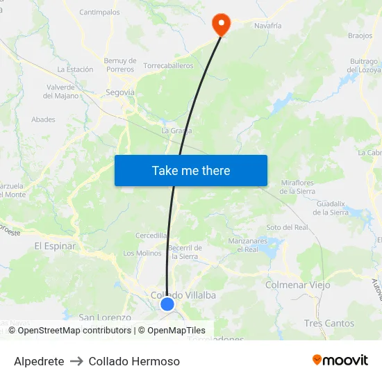 Alpedrete to Collado Hermoso map