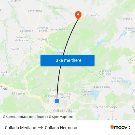 Collado Mediano to Collado Hermoso map