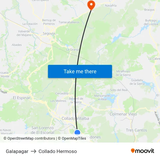 Galapagar to Collado Hermoso map