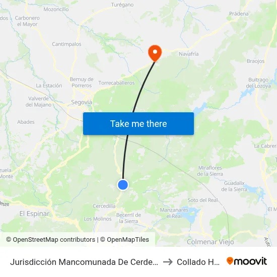 Jurisdicción Mancomunada De Cerdedilla Y Navacerrada to Collado Hermoso map