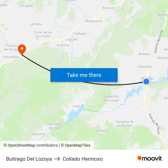 Buitrago Del Lozoya to Collado Hermoso map