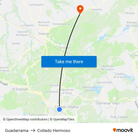 Guadarrama to Collado Hermoso map